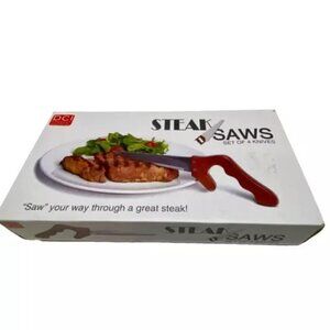 DCI Steak Saw Knife Set of 4 Knives Ergonomic Handle BBQ Decor Craft Inc. New